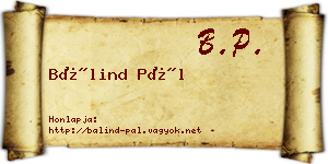 Bálind Pál névjegykártya
